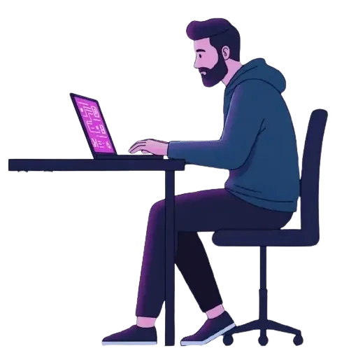 A man working on a laptop on about page | Fortune Ogundele, Idunu Tech Solutions